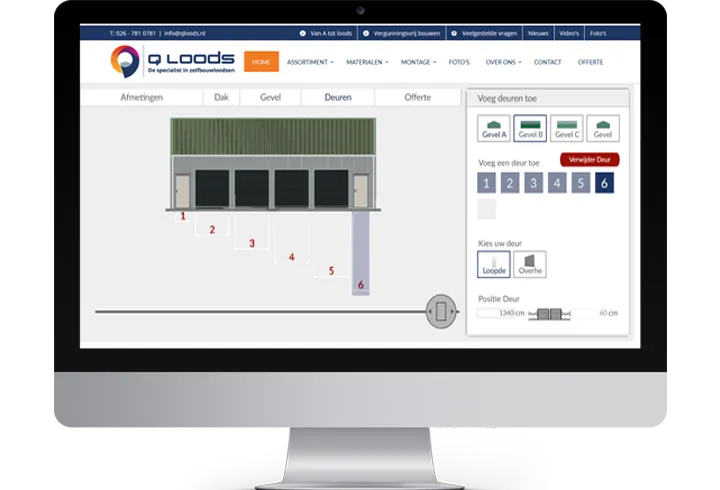 3d configurator werking sectionaaldeuren en loopdeuren verplaatsen loods